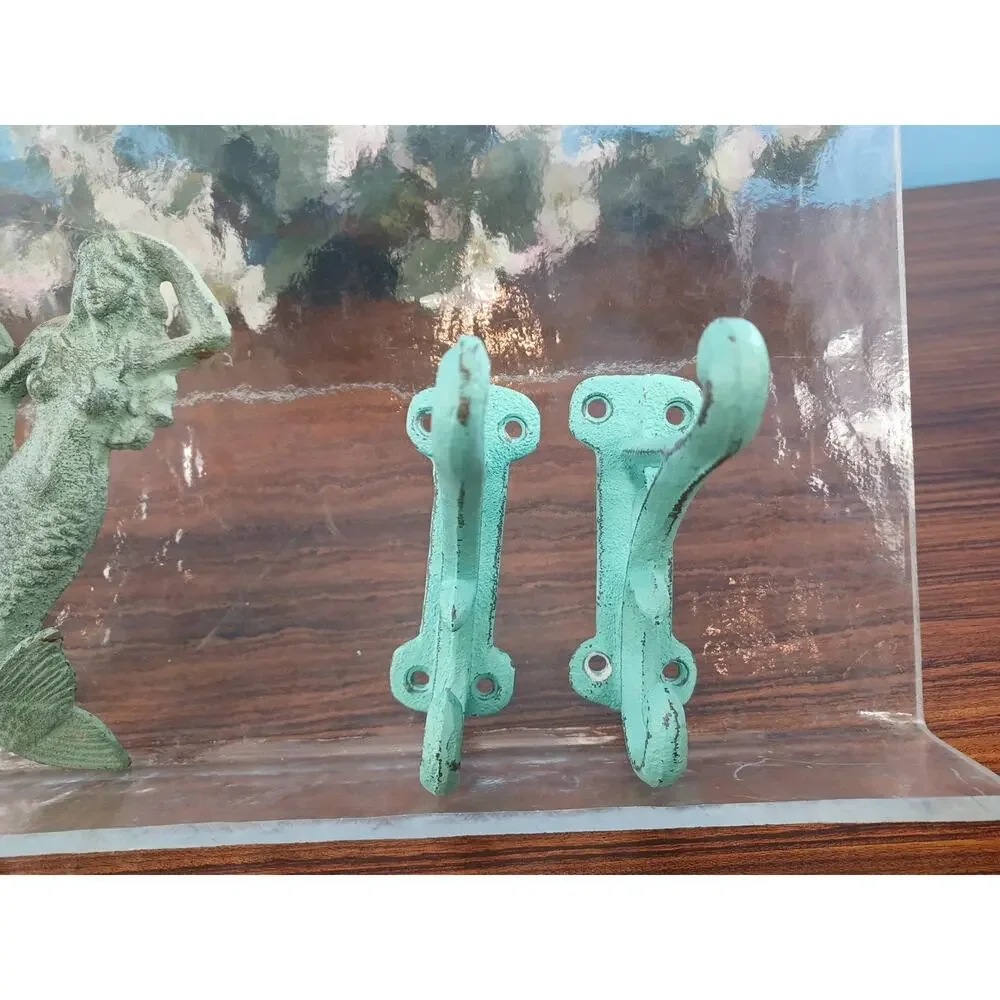 Mermaid Antique Style Towel Hooks Beach Theme Bathroom Aqua Fun Ocean
